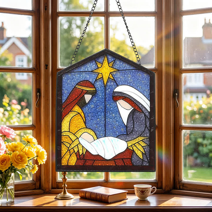 Christianartworkshop Star Guided Nativity Stained Glass Suncatcher: Token of Peaceful Divine Arrival - image 2