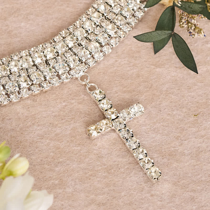 Christianartworkshop Dazzling Rhinestone Cross Choker Necklace: Token of Unfailing Heavenly Grace - image 4