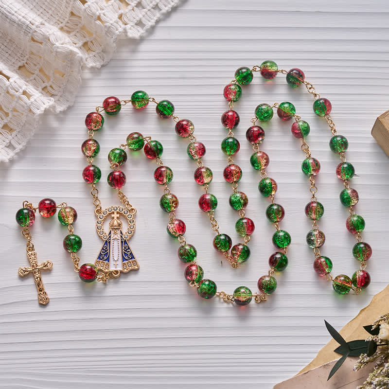 Christianartworkshop Vintage Decorative Our Lady & Crucifix Rosary: Emblem of Timeless Heavenly Mercy - Our Lady & Crucifix - image 0