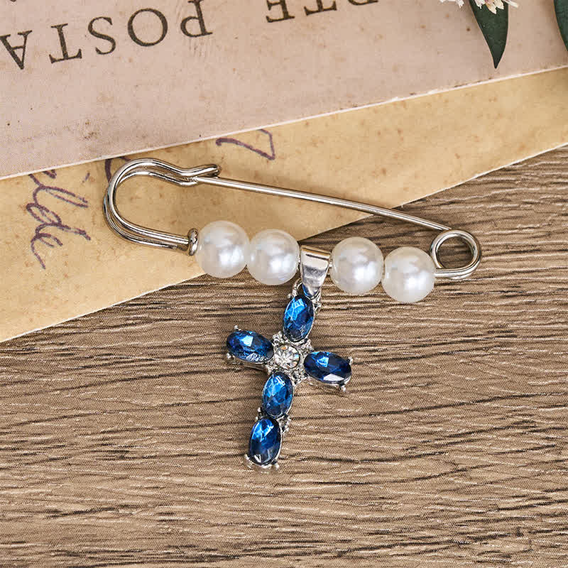 Christianartworkshop Pearl Keepsake Brooch Charm with Heavenly Symbols: Symbol of Gentle Guardianship - Cross - image 3