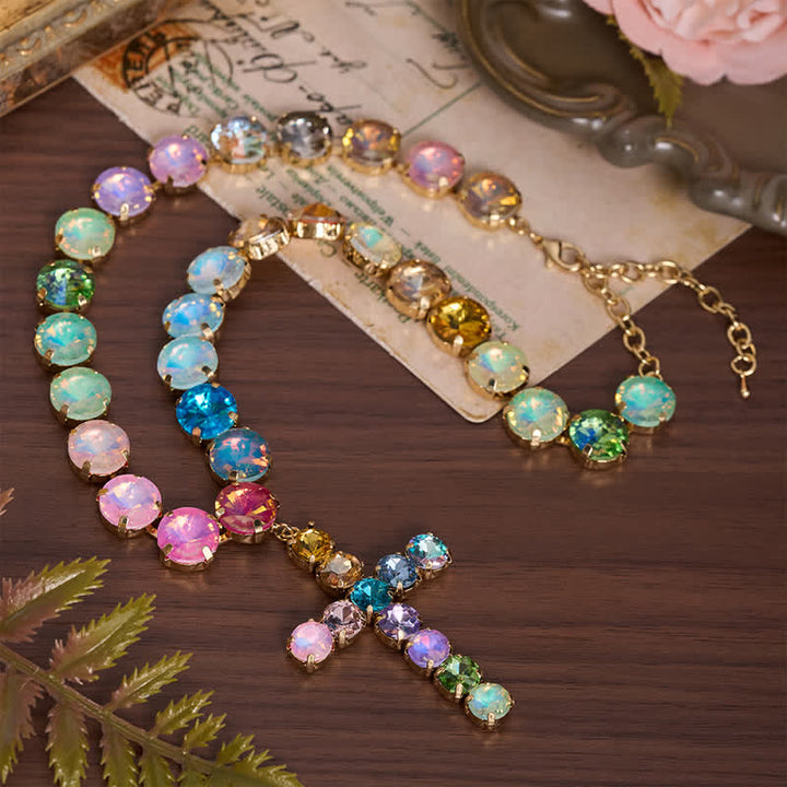 Christianartworkshop Eye-Catching Jeweled Copper Cross Necklace: Messenger of Heavenly Splendor - image 3