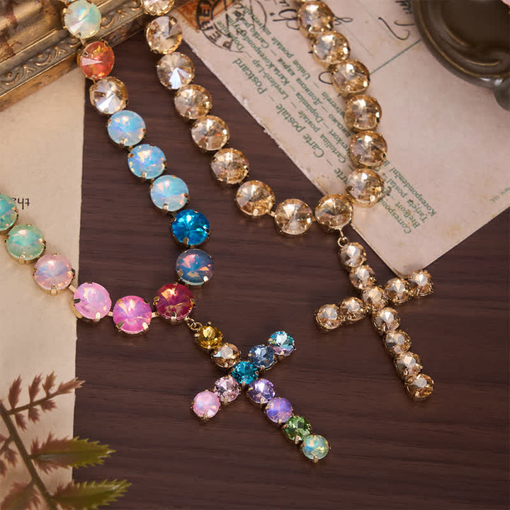 Christianartworkshop Eye-Catching Jeweled Copper Cross Necklace: Messenger of Heavenly Splendor - image 2