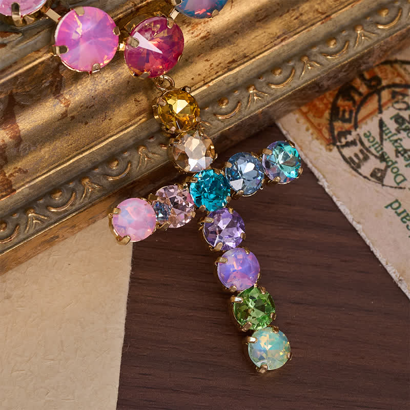 Christianartworkshop Eye-Catching Jeweled Copper Cross Necklace: Messenger of Heavenly Splendor - image 5