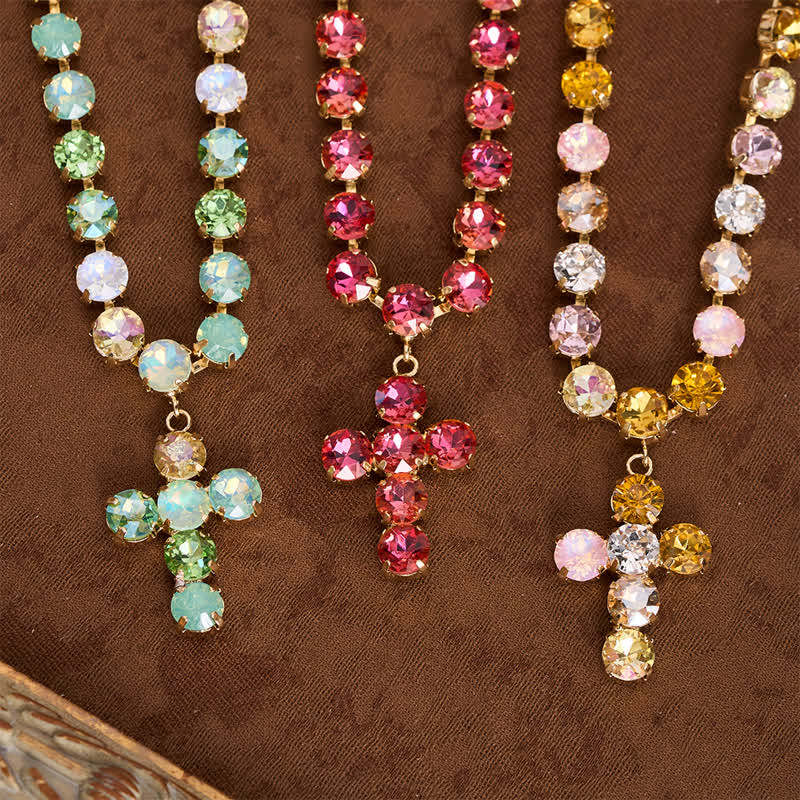 Christianartworkshop Statement Rivoli Crystal Copper Cross Necklace: Token of Unwavering Divine Majesty - image 1