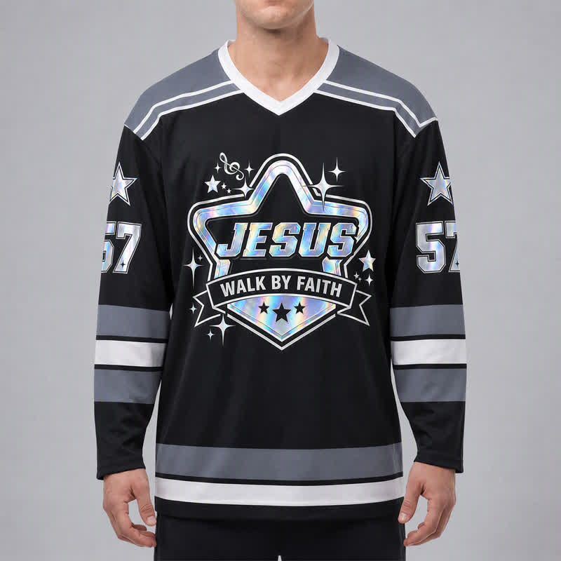Christianartworkshop Walk By Faith Holographic 57 Hockey Jersey - image 3