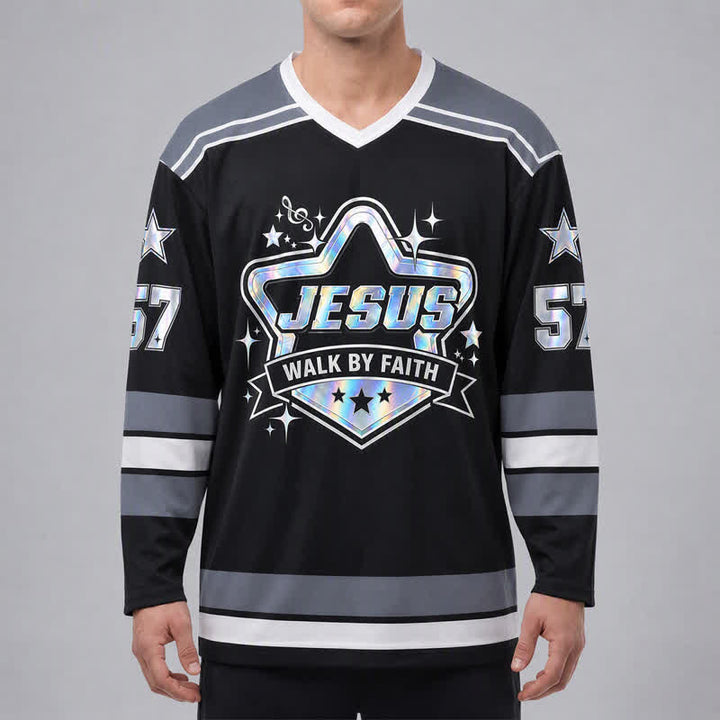 Christianartworkshop Walk By Faith Holographic 57 Hockey Jersey - image 3
