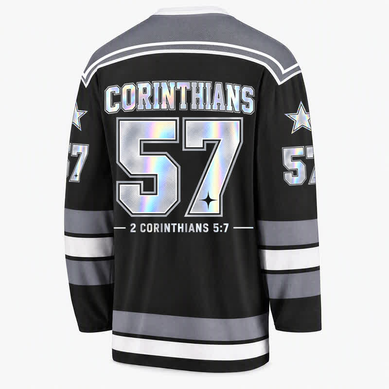 Christianartworkshop Walk By Faith Holographic 57 Hockey Jersey - image 2