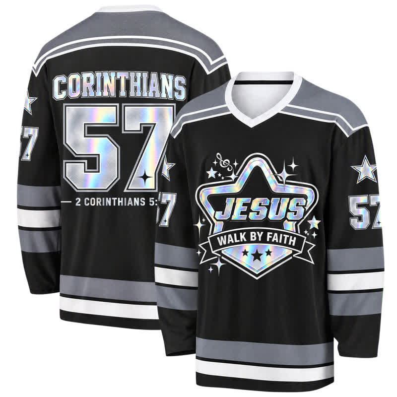 Christianartworkshop Walk By Faith Holographic 57 Hockey Jersey - 5XL - image 0