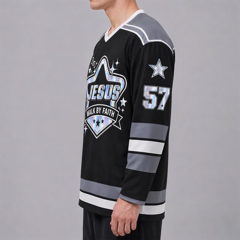Christianartworkshop Walk By Faith Holographic 57 Hockey Jersey - image 5
