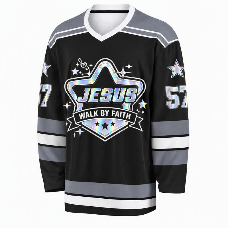 Christianartworkshop Walk By Faith Holographic 57 Hockey Jersey - image 1
