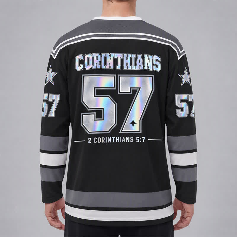 Christianartworkshop Walk By Faith Holographic 57 Hockey Jersey - image 4