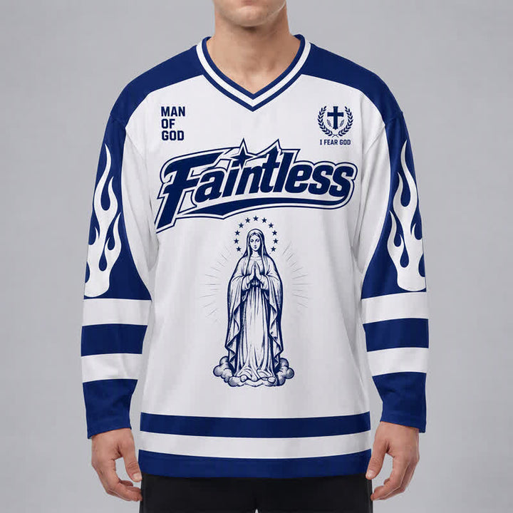 Christianartworkshop Virgin Mary Streetwear Long Sleeve Hockey Jersey - image 3