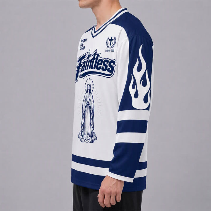 Christianartworkshop Virgin Mary Streetwear Long Sleeve Hockey Jersey - image 5