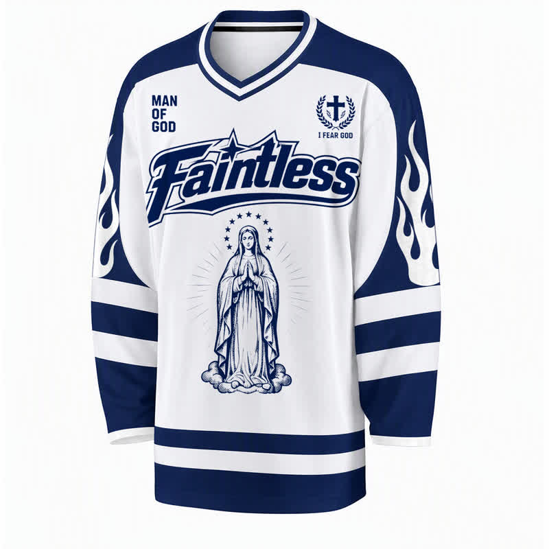 Christianartworkshop Virgin Mary Streetwear Long Sleeve Hockey Jersey - image 1