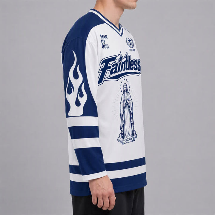Christianartworkshop Virgin Mary Streetwear Long Sleeve Hockey Jersey - image 6