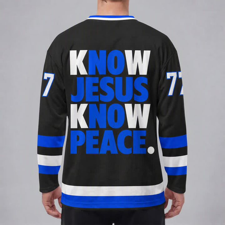 Christianartworkshop Know Jesus Know Peace Statement Hockey Jersey - image 4