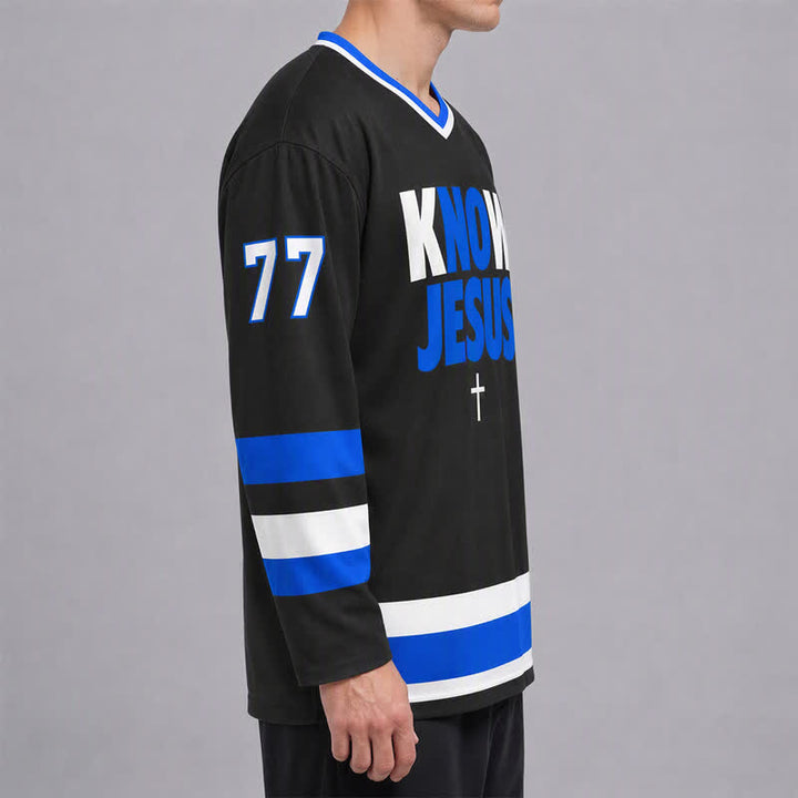 Christianartworkshop Know Jesus Know Peace Statement Hockey Jersey - image 6