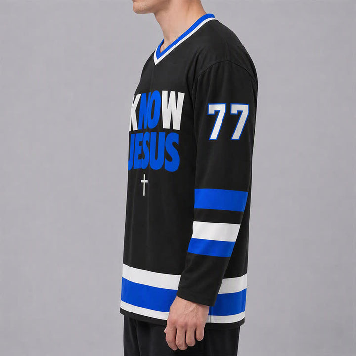 Christianartworkshop Know Jesus Know Peace Statement Hockey Jersey - image 5