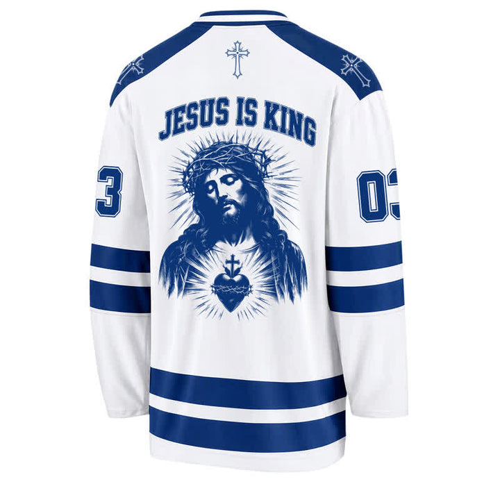 Christianartworkshop Child Of God Jesus Is King Long Sleeve Hockey Jersey - image 2