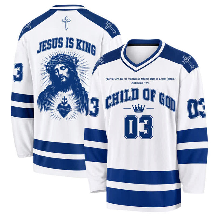 Christianartworkshop Child Of God Jesus Is King Long Sleeve Hockey Jersey - 5XL - image 0