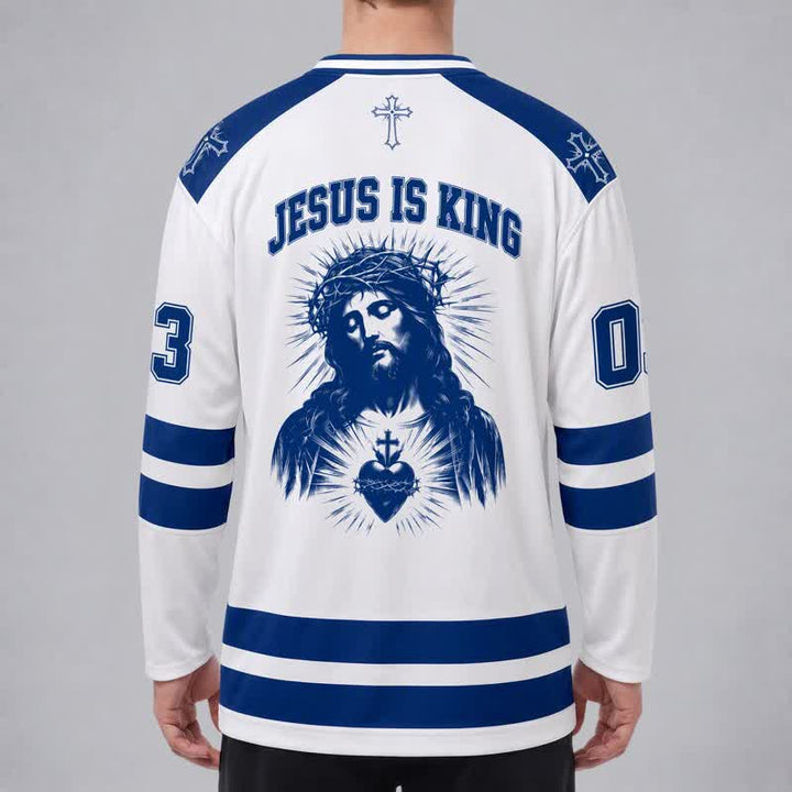 Christianartworkshop Child Of God Jesus Is King Long Sleeve Hockey Jersey - image 4