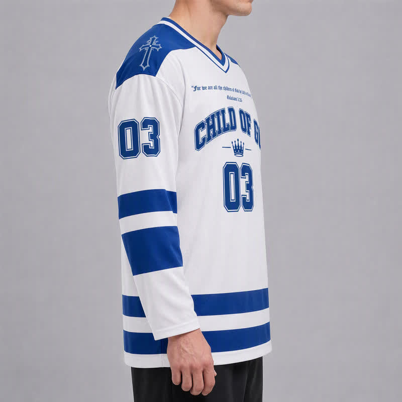 Christianartworkshop Child Of God Jesus Is King Long Sleeve Hockey Jersey - image 6