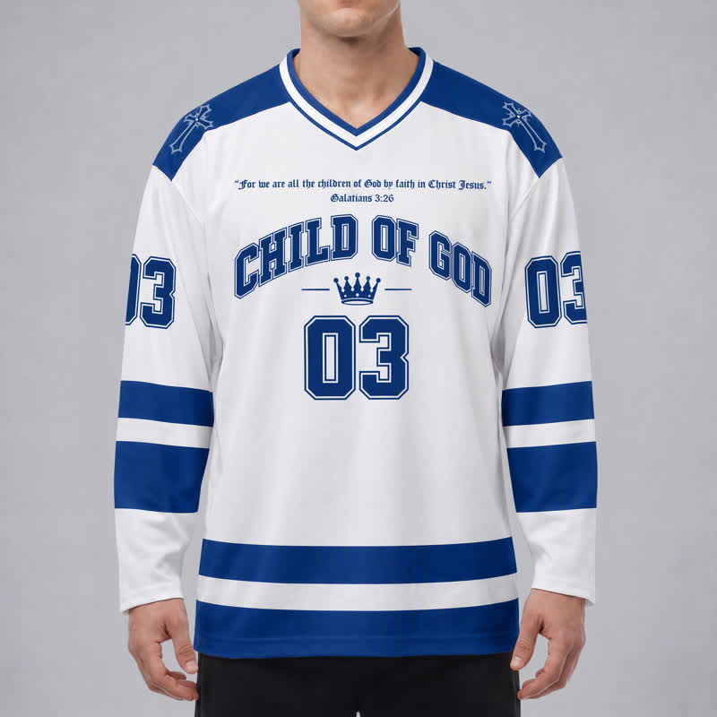 Christianartworkshop Child Of God Jesus Is King Long Sleeve Hockey Jersey - image 3