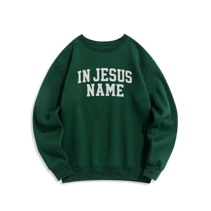 Christianartworkshop In Jesus Name Oversized College Graphic Fleece Sweatshirt - Green - 2XL - image 4