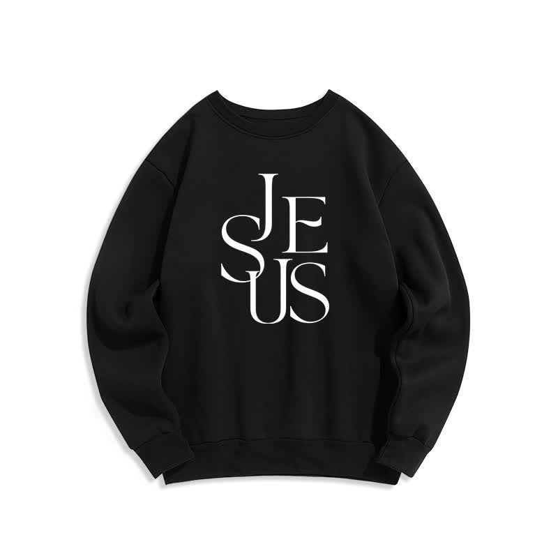 Christianartworkshop Jesus Outline Graphic Oversized Crewneck Pullover Sweatshirt - Black - 2XL - image 1