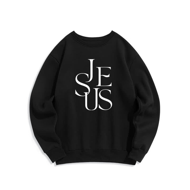 Christianartworkshop Jesus Outline Graphic Oversized Crewneck Pullover Sweatshirt - Black - 2XL - image 1