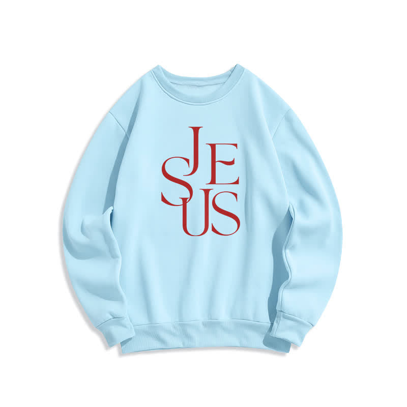 Christianartworkshop Jesus Outline Graphic Oversized Crewneck Pullover Sweatshirt - Blue - 2XL - image 4