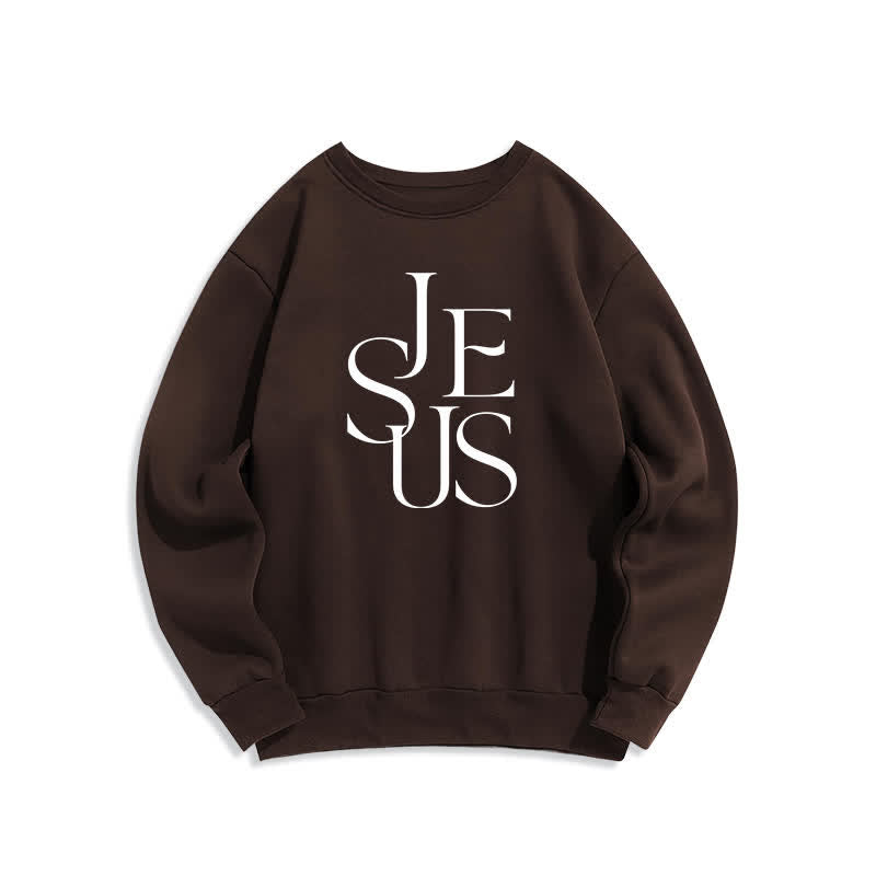 Christianartworkshop Jesus Outline Graphic Oversized Crewneck Pullover Sweatshirt - Brown - 2XL - image 0