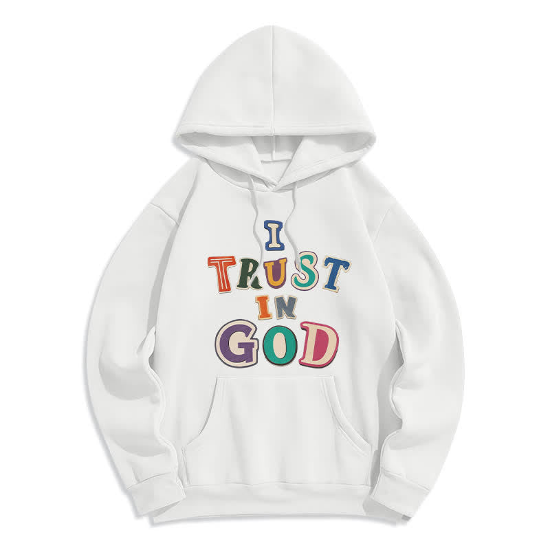 Christianartworkshop I Trust In God Vintage Colorblock Pullover Hoodie - White - 2XL - image 1