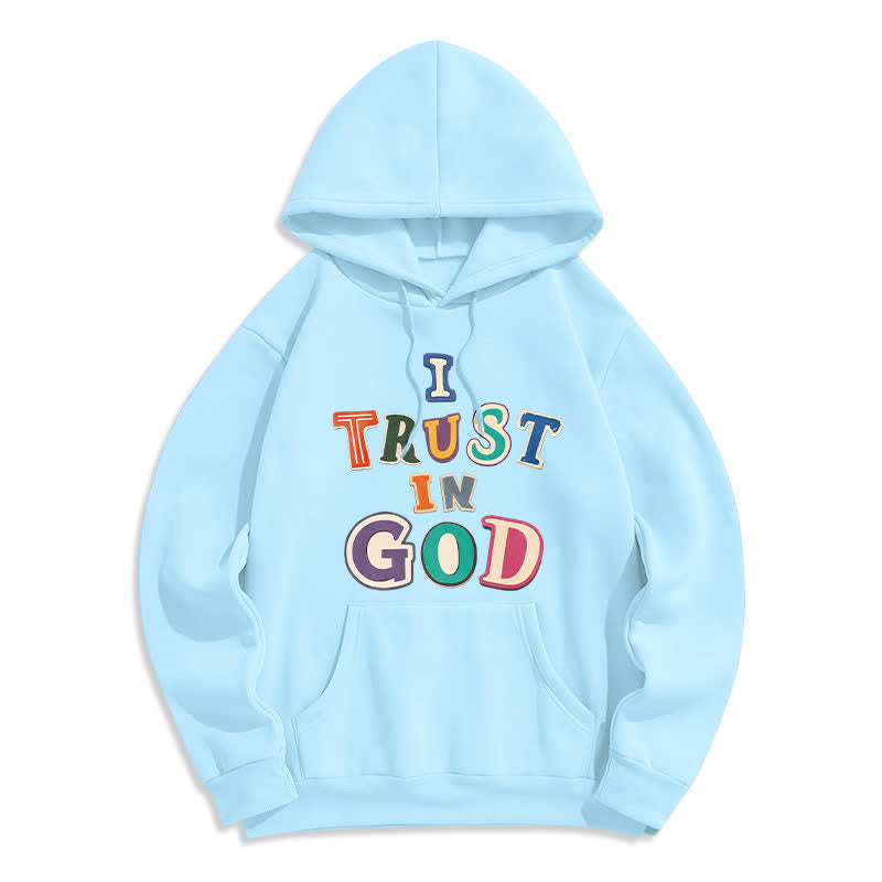 Christianartworkshop I Trust In God Vintage Colorblock Pullover Hoodie - Blue - 2XL - image 0