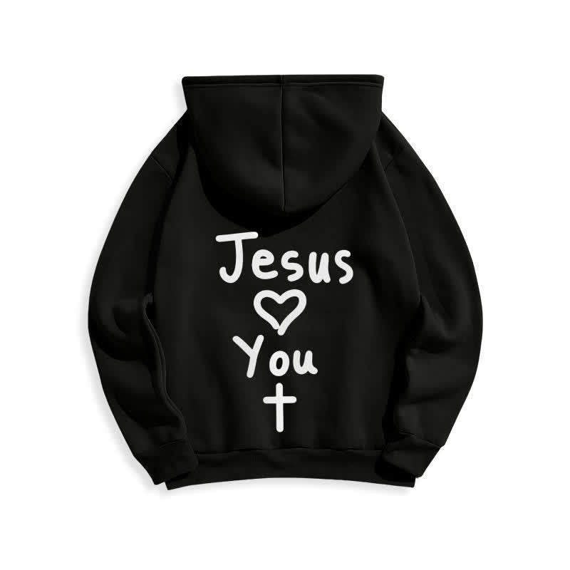 Christianartworkshop Jesus Loves You Oversized Fleece Pullover Hoodie - image 1