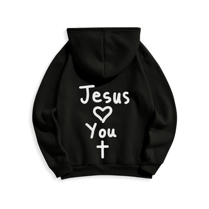 Christianartworkshop Jesus Loves You Oversized Fleece Pullover Hoodie - image 1