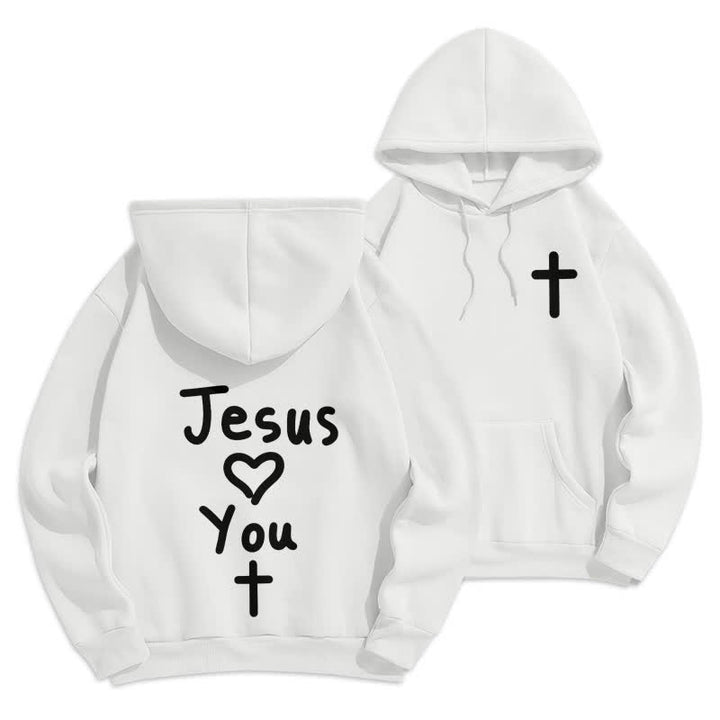 Christianartworkshop Jesus Loves You Oversized Fleece Pullover Hoodie - White - 2XL - image 3