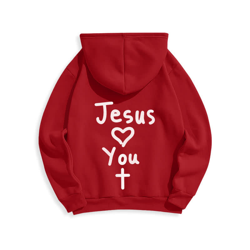 Christianartworkshop Jesus Loves You Oversized Fleece Pullover Hoodie - image 19