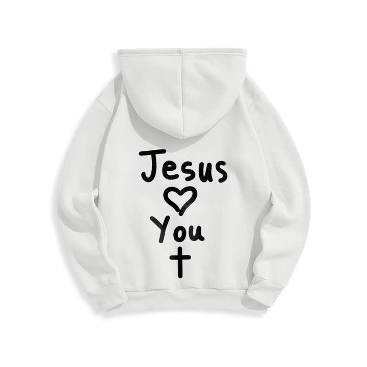 Christianartworkshop Jesus Loves You Oversized Fleece Pullover Hoodie - image 4