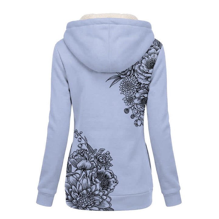 Christianartworkshop Floral Cross Hooded Jacket with Cozy Fleece Lining Women's Winter Coat - image 1