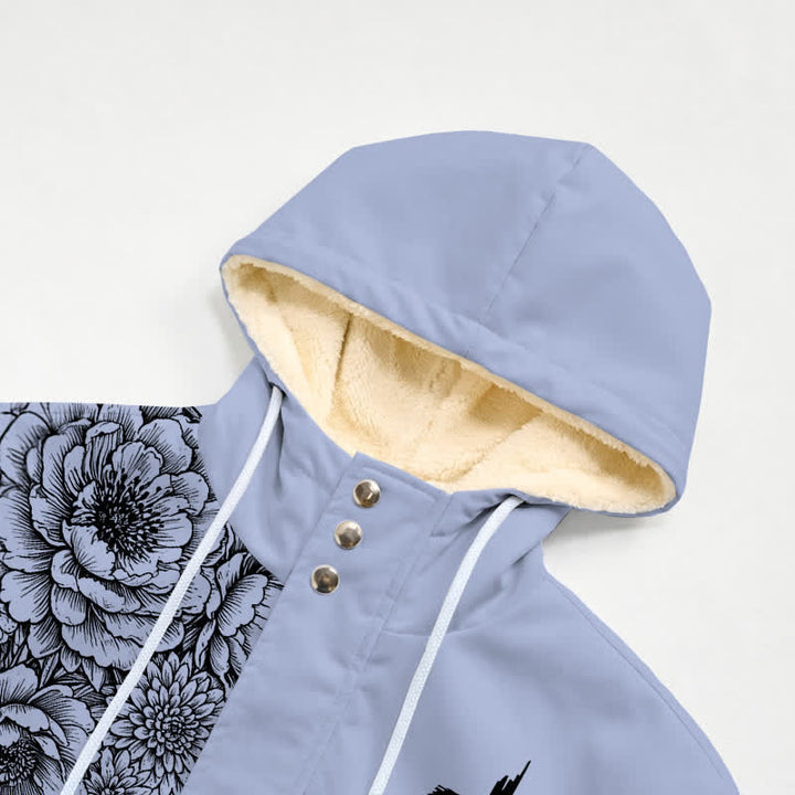 Christianartworkshop Floral Cross Hooded Jacket with Cozy Fleece Lining Women's Winter Coat - image 4