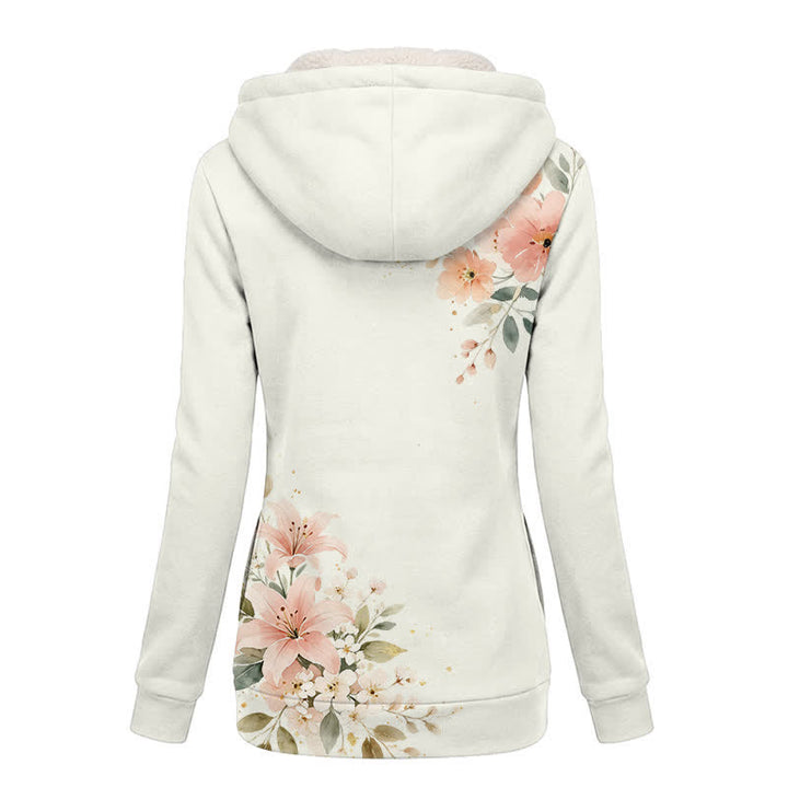 Christianartworkshop Floral Cross Hooded Jacket Winter Fleece Coat - image 1