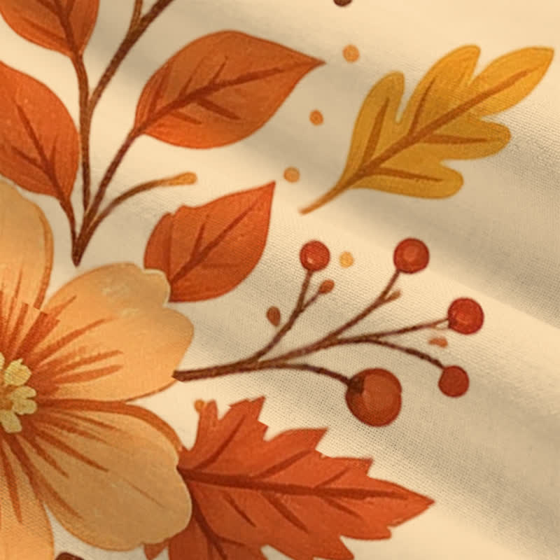 Christianartworkshop Cream Autumn Floral Fleece Hooded Winter Warmth Coat - image 6