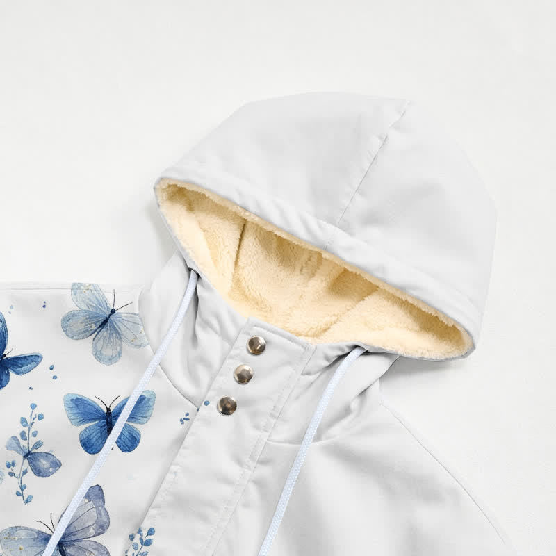 Christianartworkshop Blue Butterfly Jesus Fleece Hooded Winter Jacket Coat - image 4