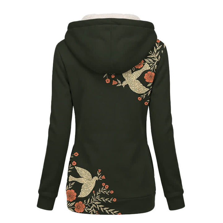 Christianartworkshop Black Floral Cross & Holy Spirit Hooded Fleece Winter Jacket Coat - image 1