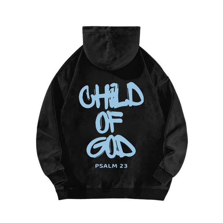 Christianartworkshop Inspirational Child Of God Psalm 23 Front & Back Print Washed Hoodie - image 4