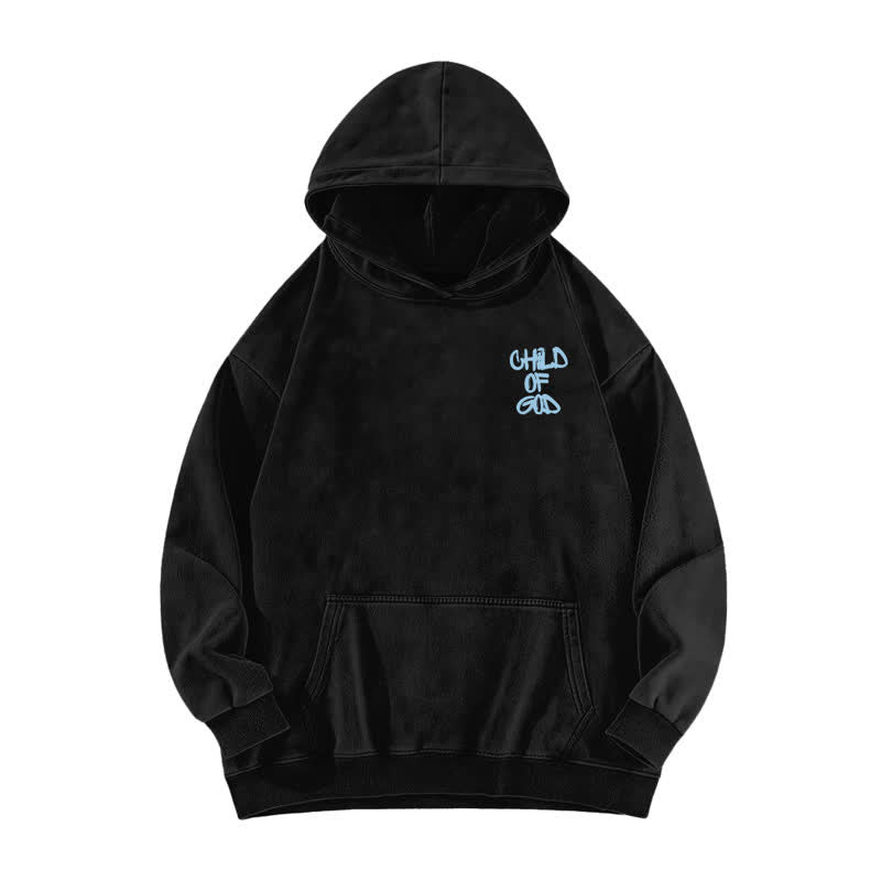 Christianartworkshop Inspirational Child Of God Psalm 23 Front & Back Print Washed Hoodie - image 5
