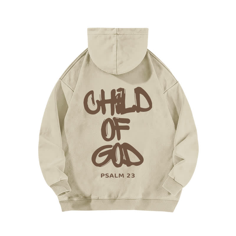 Christianartworkshop Inspirational Child Of God Psalm 23 Front & Back Print Washed Hoodie - image 1