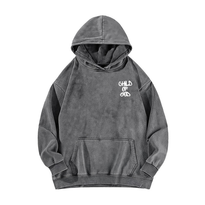Christianartworkshop Inspirational Child Of God Psalm 23 Front & Back Print Washed Hoodie - image 14