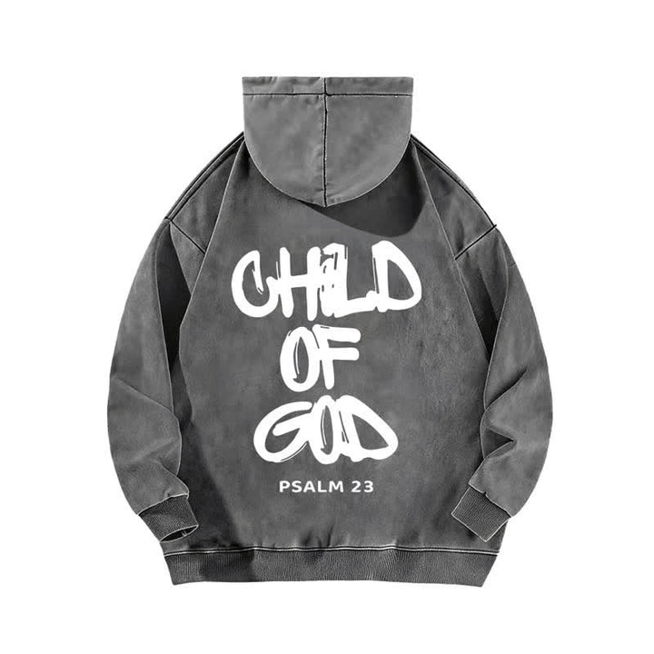 Christianartworkshop Inspirational Child Of God Psalm 23 Front & Back Print Washed Hoodie - image 13